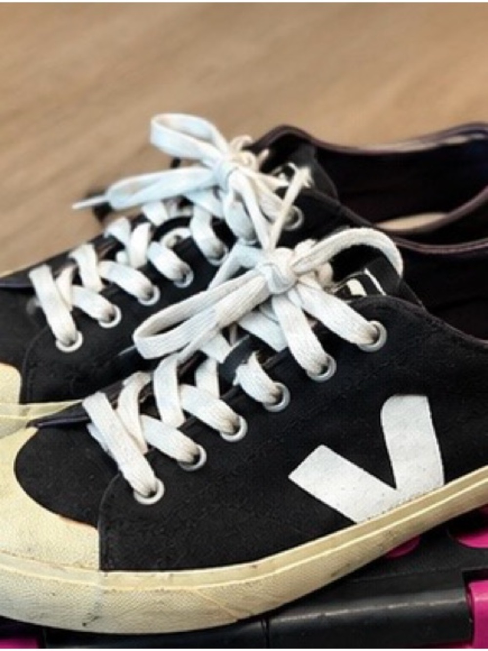 Veja Women’s Black Suede Sneakers with White V Logo